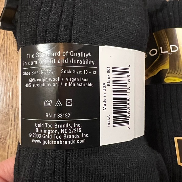Goldtoe Windsor Wool Black Socks 2003 - Picture 2 of 3